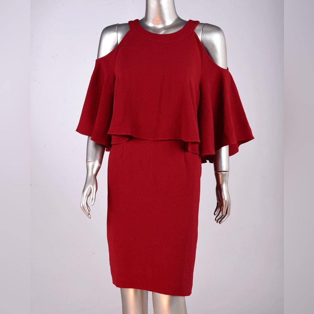 Red/Cranberry crepe Sheath Dress.